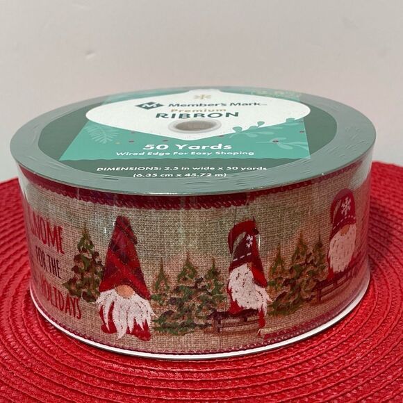 Members Mark Wired Ribbon Gnomes 50 yards NWT - Picture 1 of 5